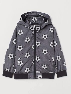 Kids Soccer Print Lightweight Lined Hooded Jacket